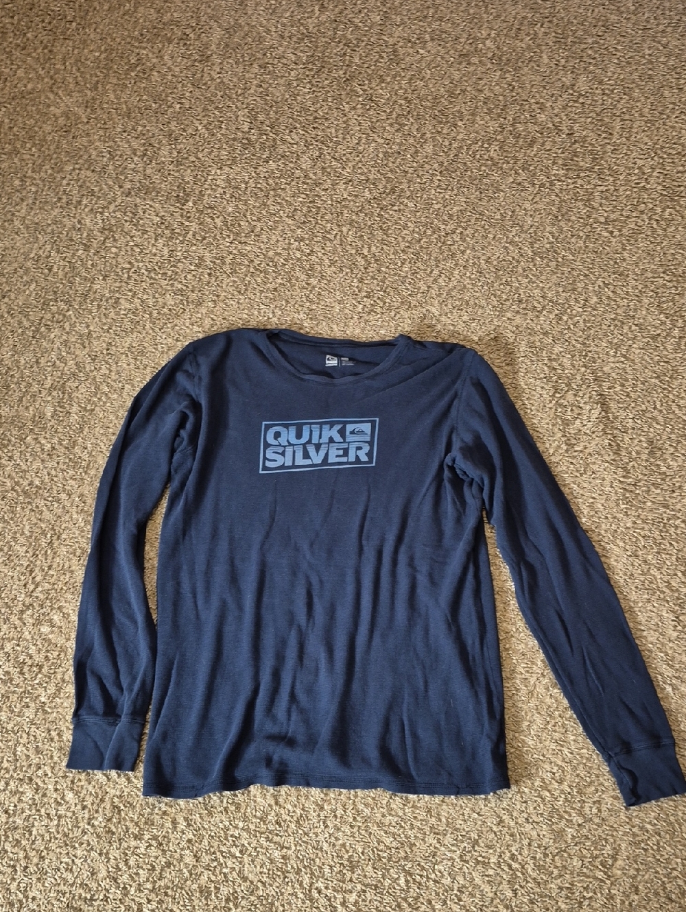 Y2k Quiksilver Surfwear Navy Long Sleeve Thermal Logo Shirt